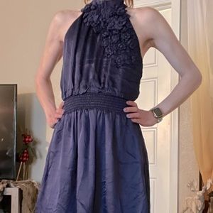 Bebe Navy Dress with Floral Detail